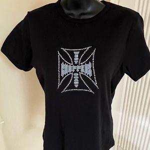 Black silver stud accent top